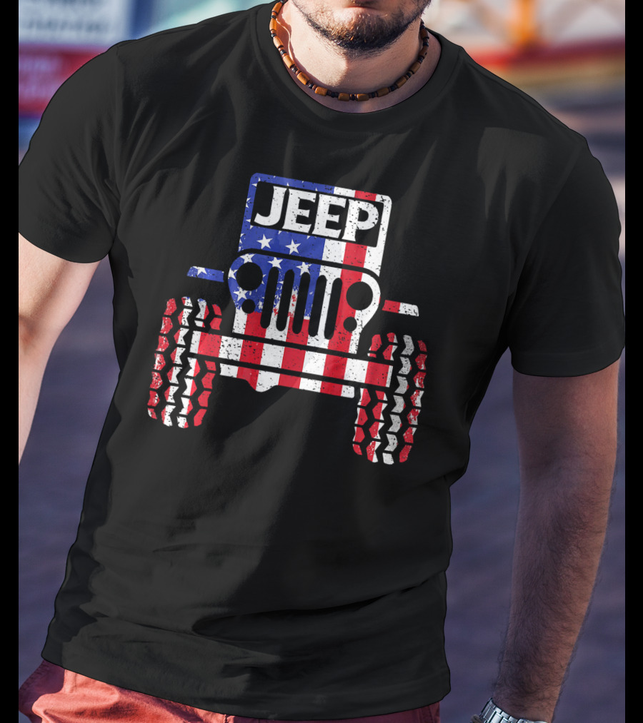 JEEPS American Flag Patriotic Retro Vintage Jeep USA T-Shirt