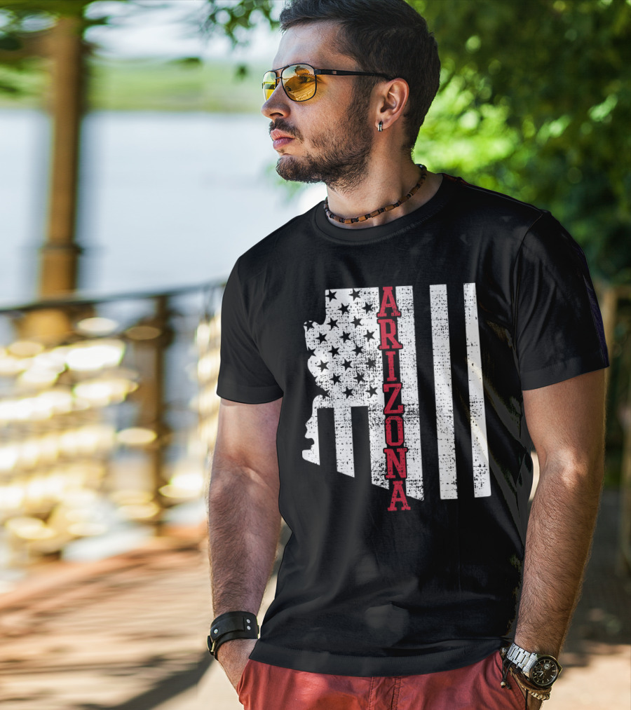 Arizona State Vintage USA Flag Patriotic T-Shirt