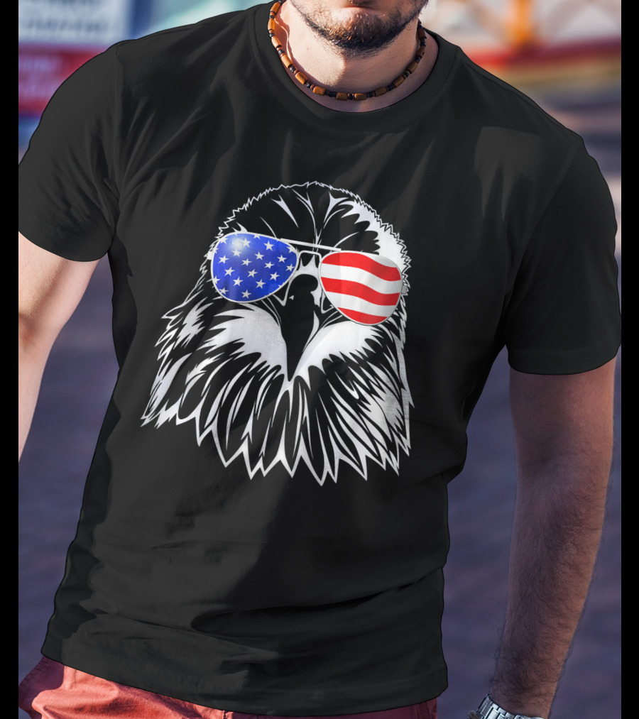 American Flag Eagle With USA Sunglasses T-Shirt