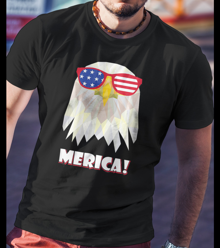 Merica Eagle With American Flag Sunglasses T-Shirt