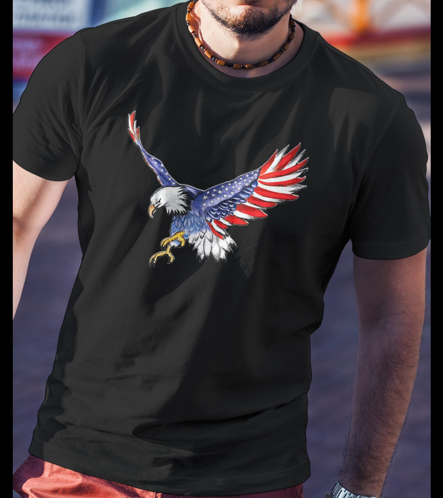 USA Flag Bald Eagle American Flag Wings T-Shirt