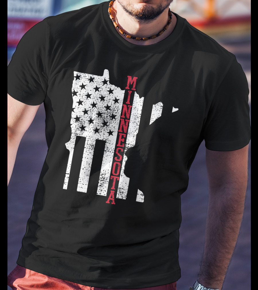 Minnesota USA Flag Vintage Retro America State Map T-Shirt