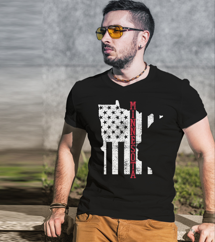 Minnesota USA Flag Vintage Retro America State Map T-Shirt