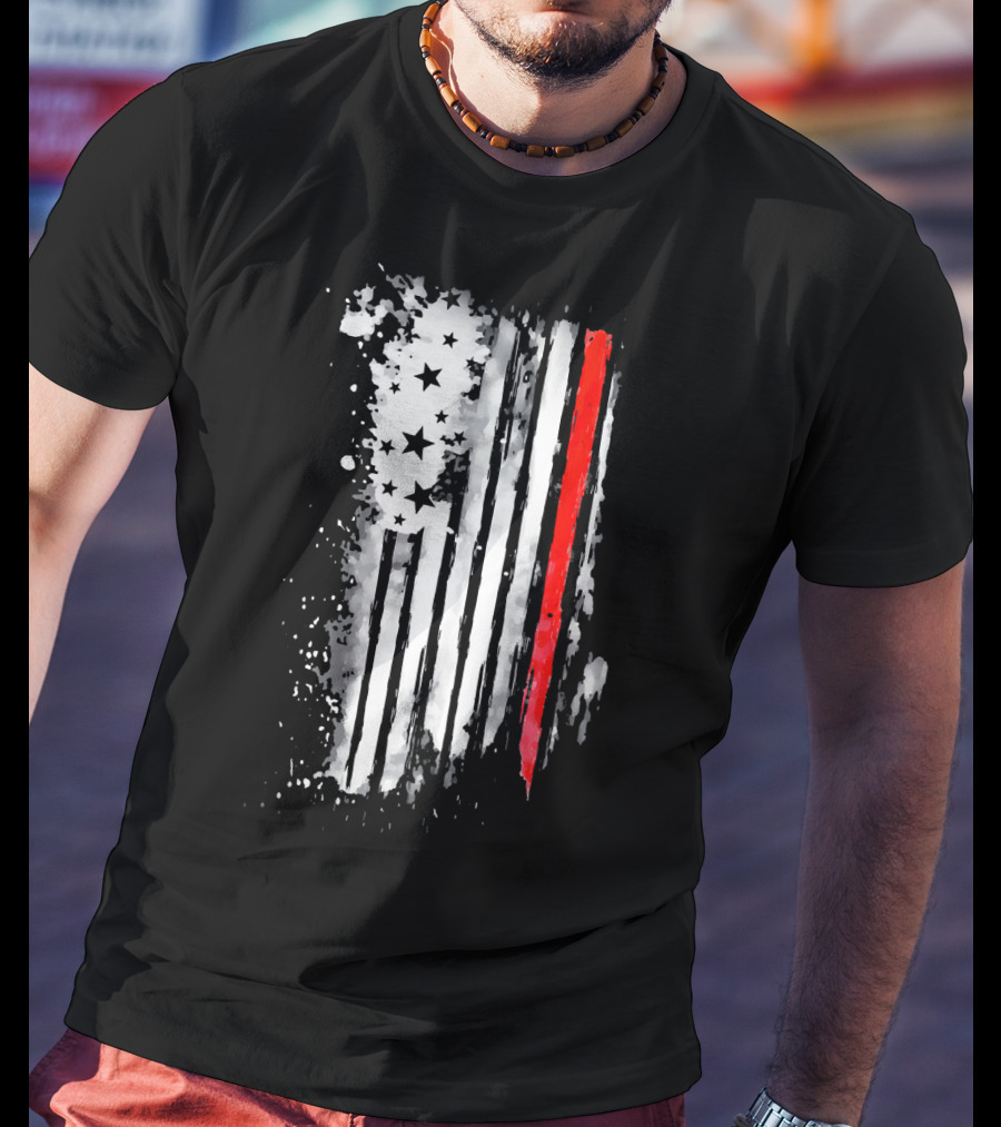Thin Red Line American Flag Firefighter Fir USA T-Shirt