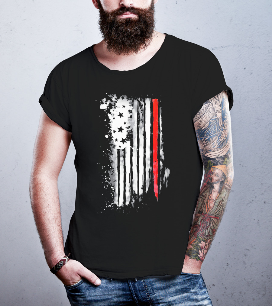 Thin Red Line American Flag Firefighter Fir USA T-Shirt