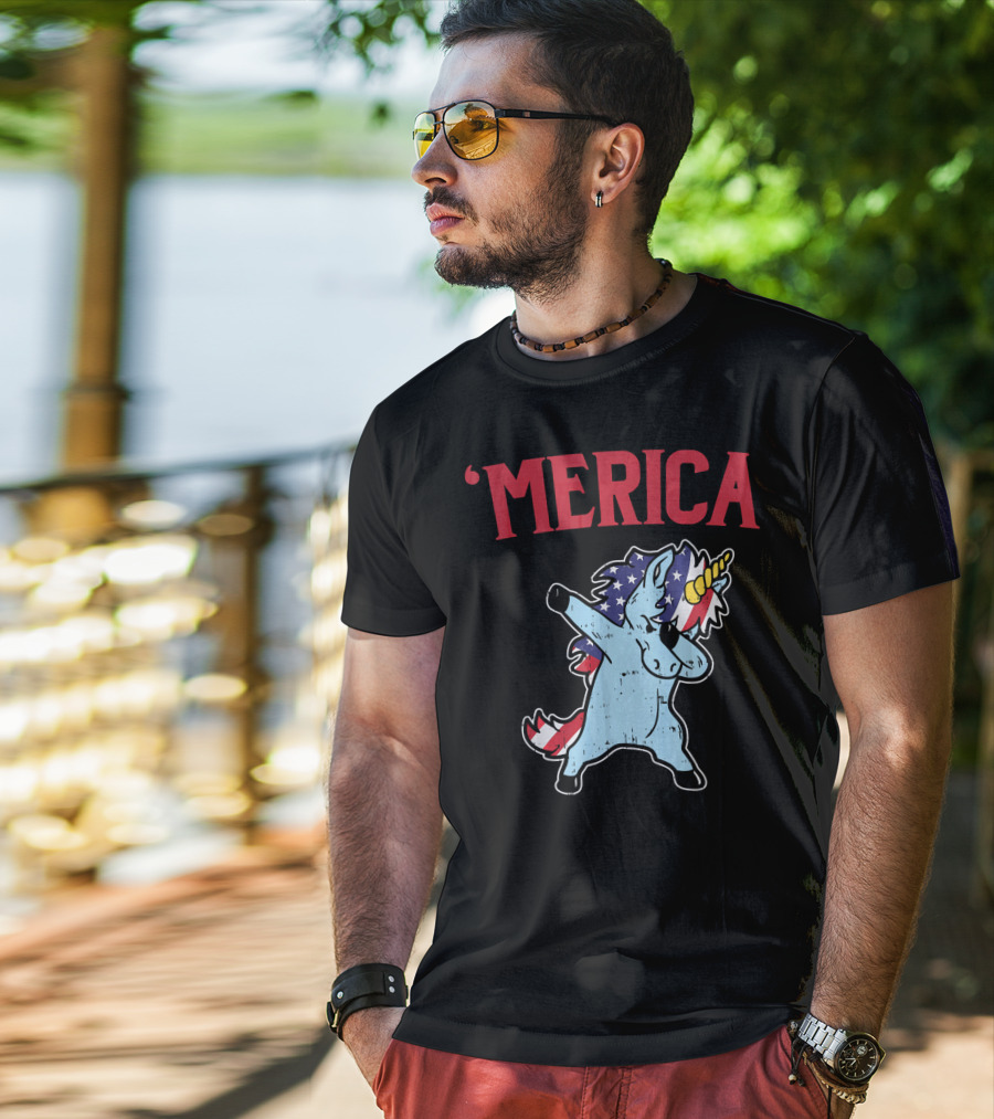 'Merica Unicorn Dabbing Americorn U T-Shirt