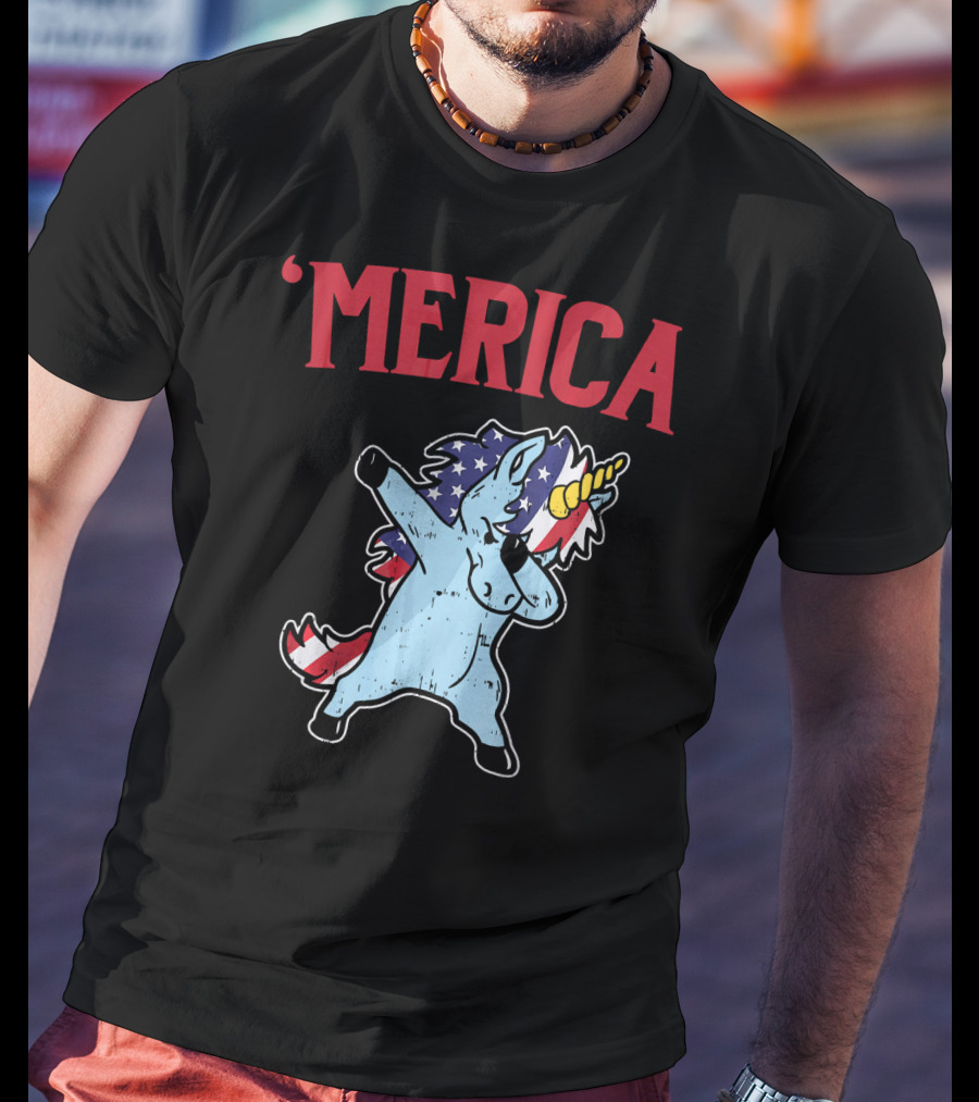 'Merica Unicorn Dabbing Americorn U T-Shirt
