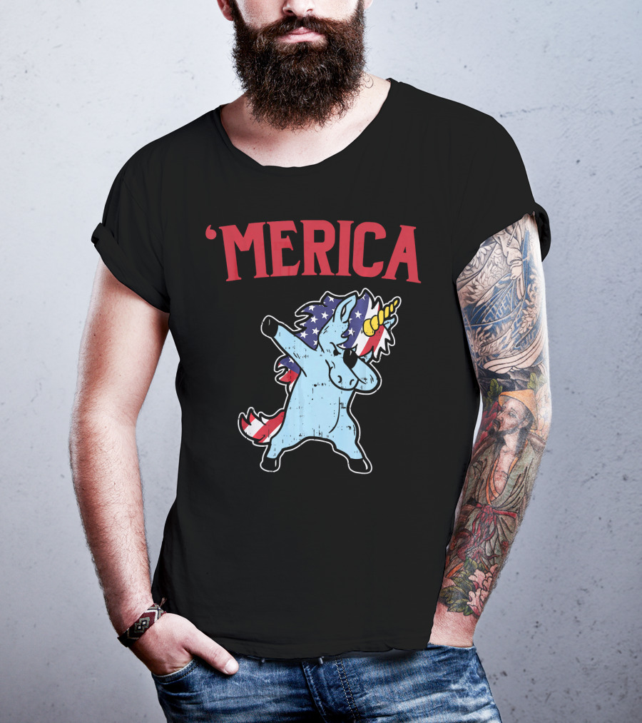 'Merica Unicorn Dabbing Americorn U T-Shirt