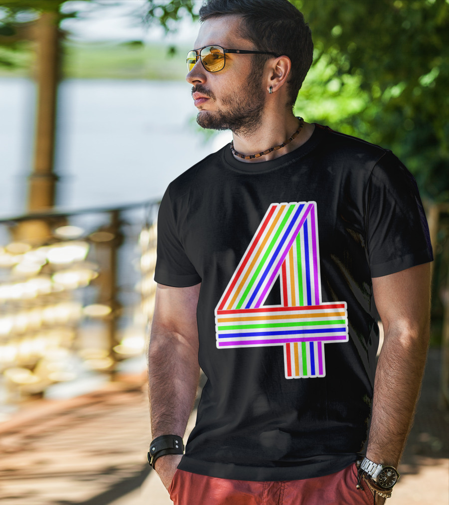 Kids Happy Family Clothing Rainbow Number 4 T-Shirt