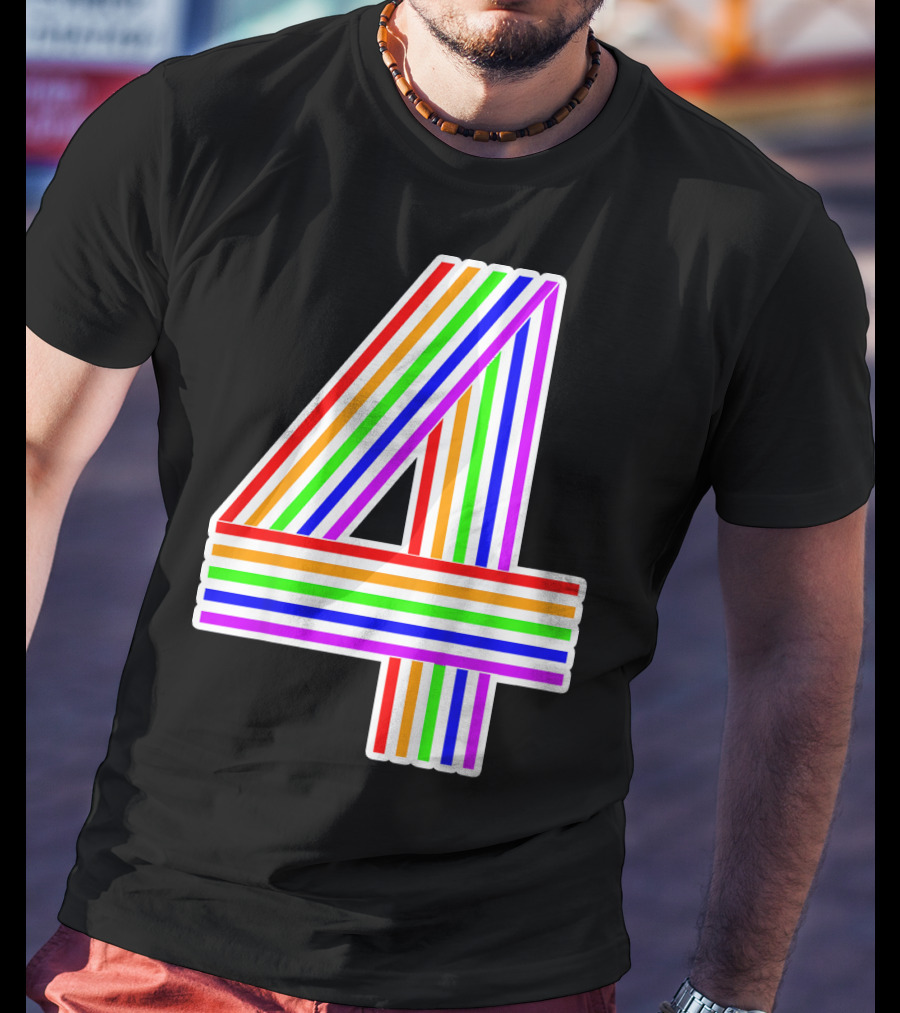Kids Happy Family Clothing Rainbow Number 4 T-Shirt