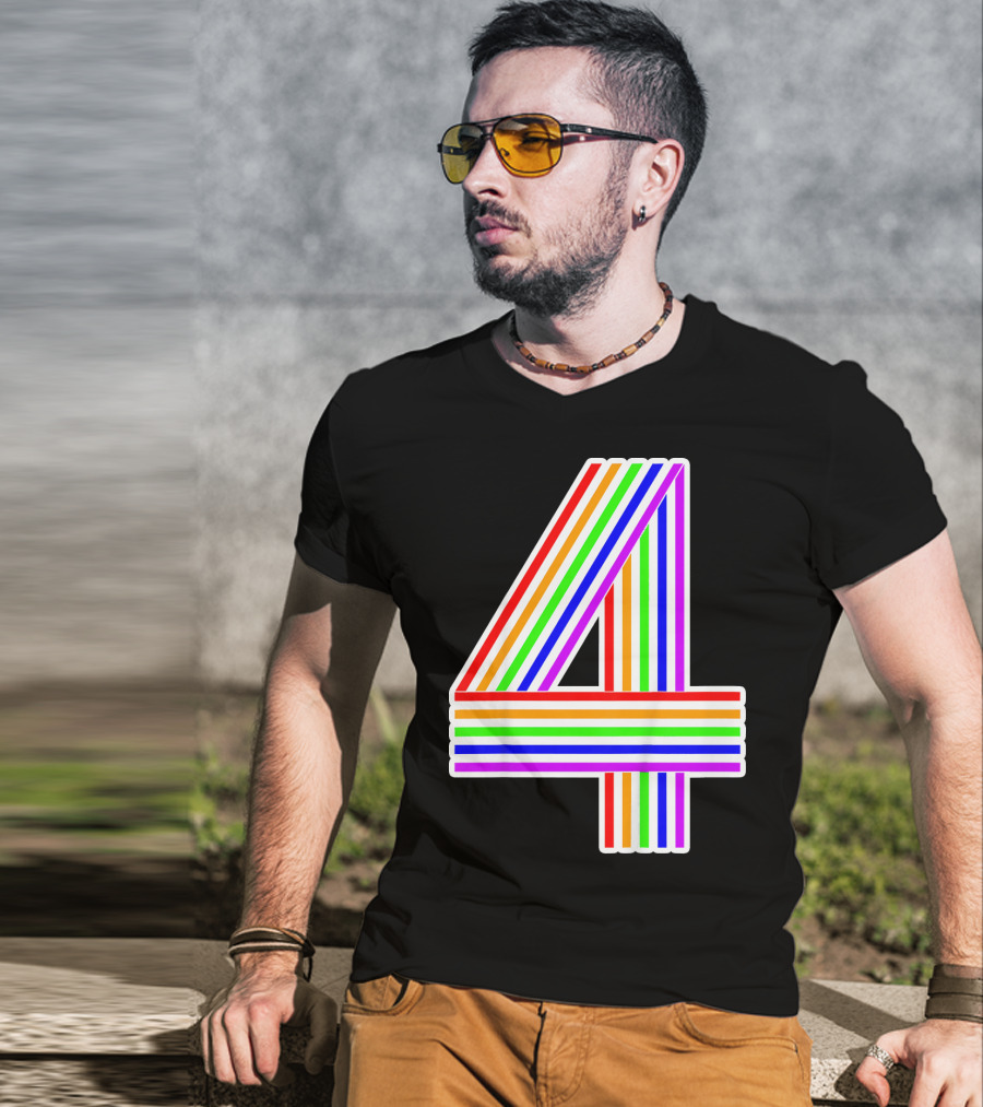 Kids Happy Family Clothing Rainbow Number 4 T-Shirt