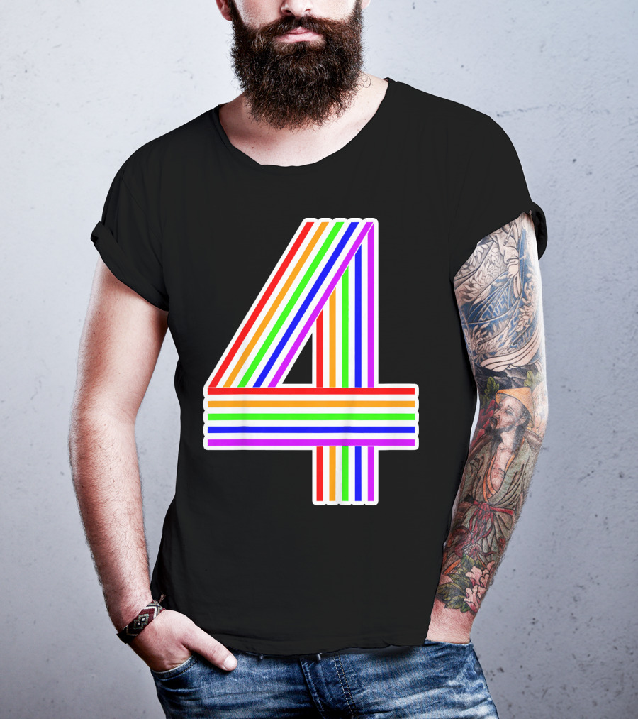 Kids Happy Family Clothing Rainbow Number 4 T-Shirt