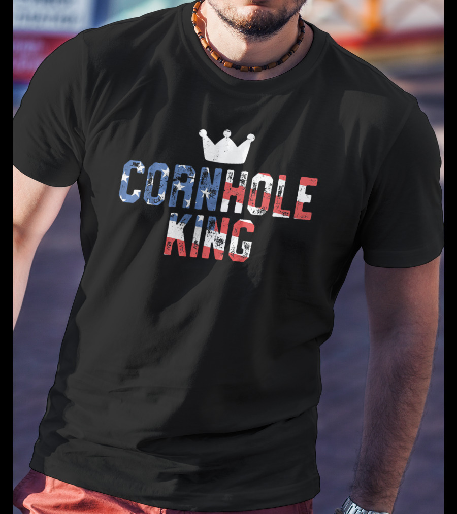 Cornhole King Patriotic American Theme With Crown T-Shirt
