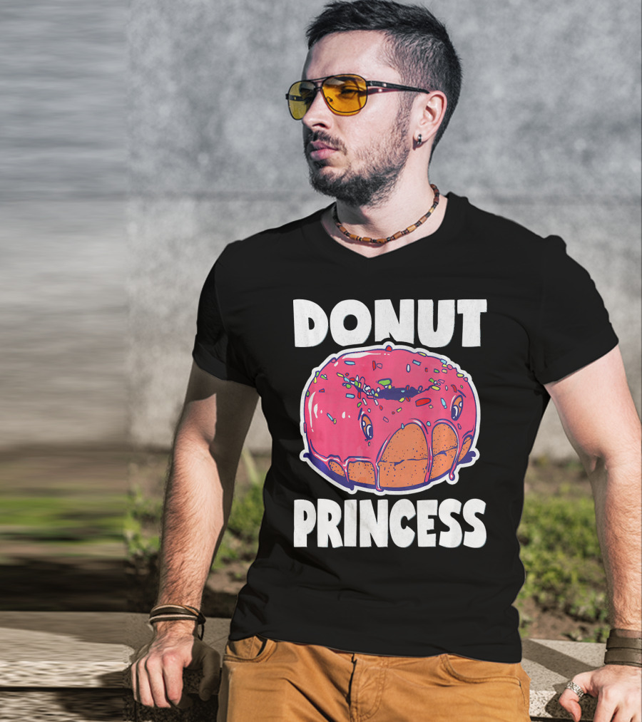 Donut Princess Vintage Baked Fried Cake Pink Sprinkles Fun T-Shirt
