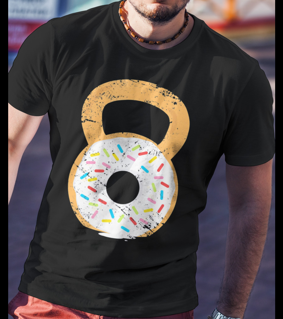 Kettlebell Doughnut With Sprinkles Fitness Humor T-Shirt