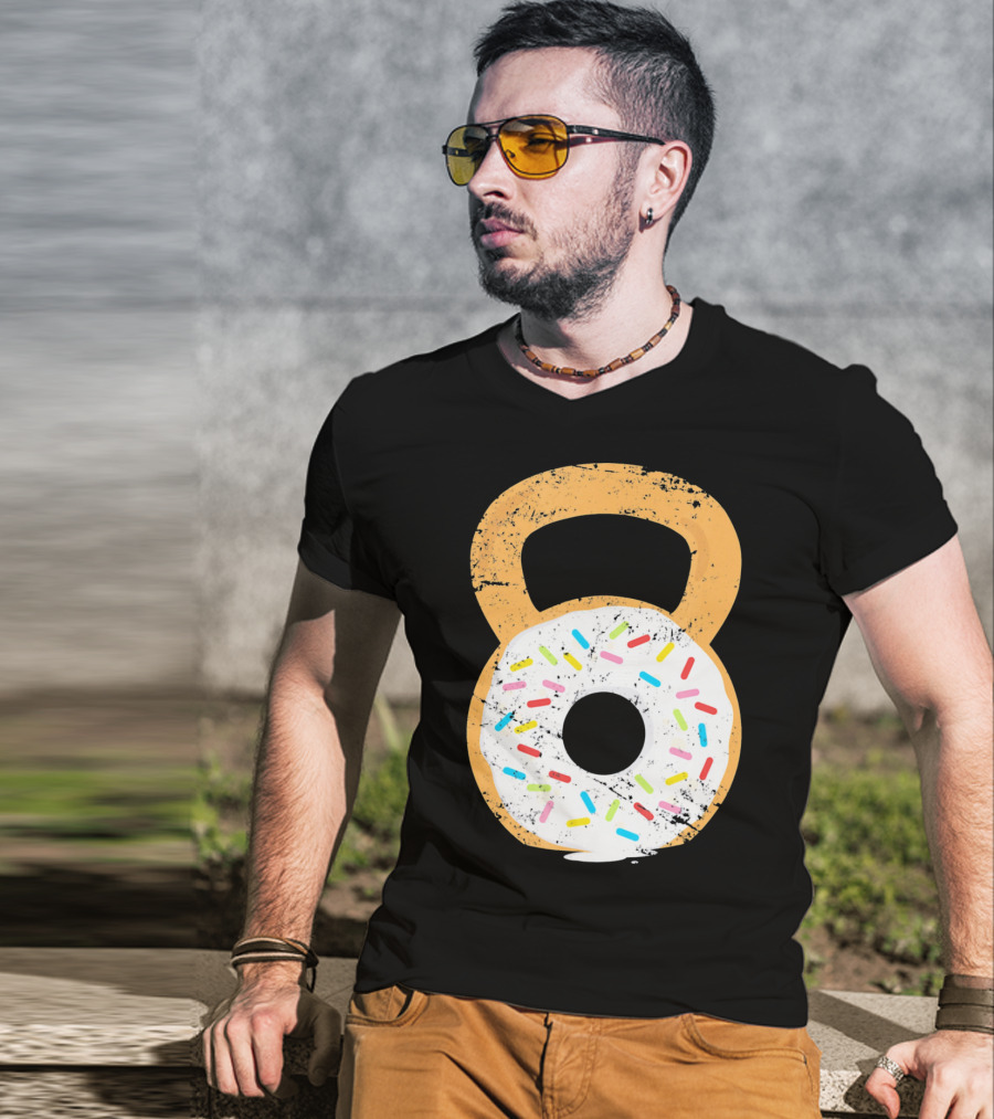 Kettlebell Doughnut With Sprinkles Fitness Humor T-Shirt