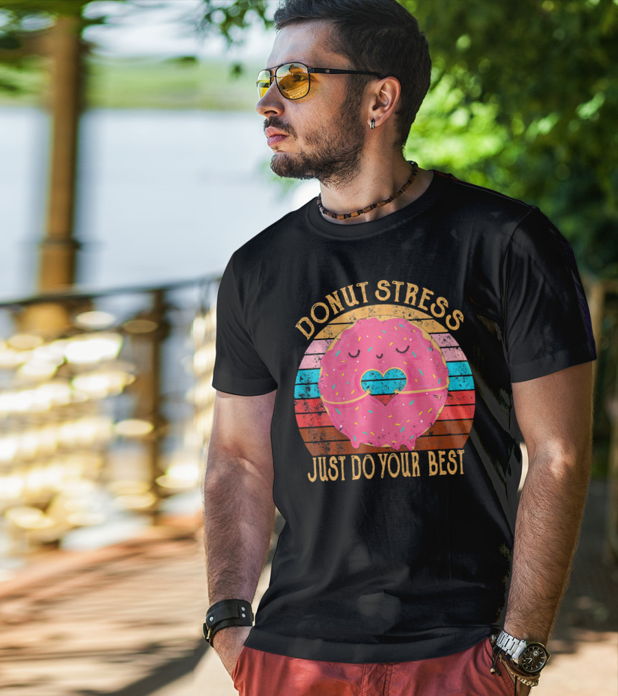 Donut Stress Just Do Your Best Retro Vintage T-Shirt