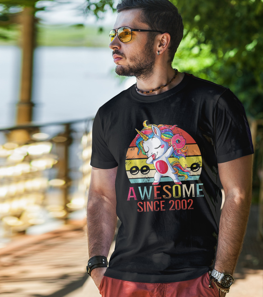 Awesome Unicorn Dabbing Donut Since 2002 T-Shirt