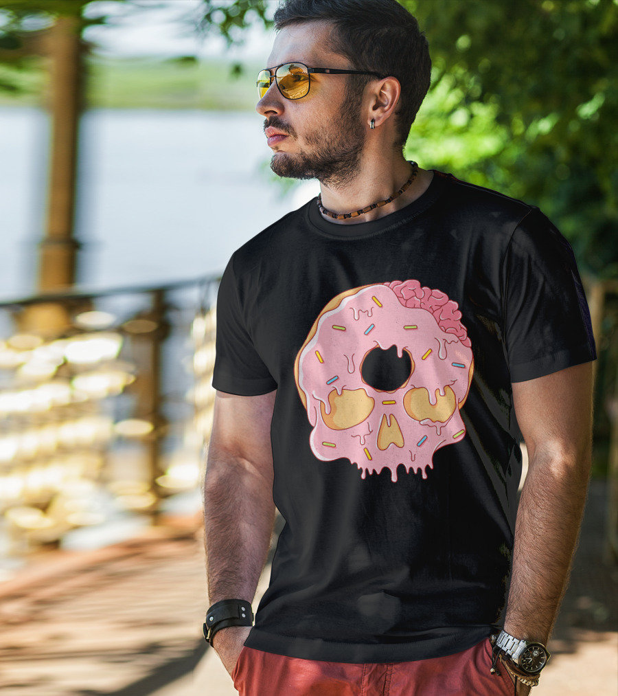 Donut Skull With Sprinkles And Brain Drip T-Shirt