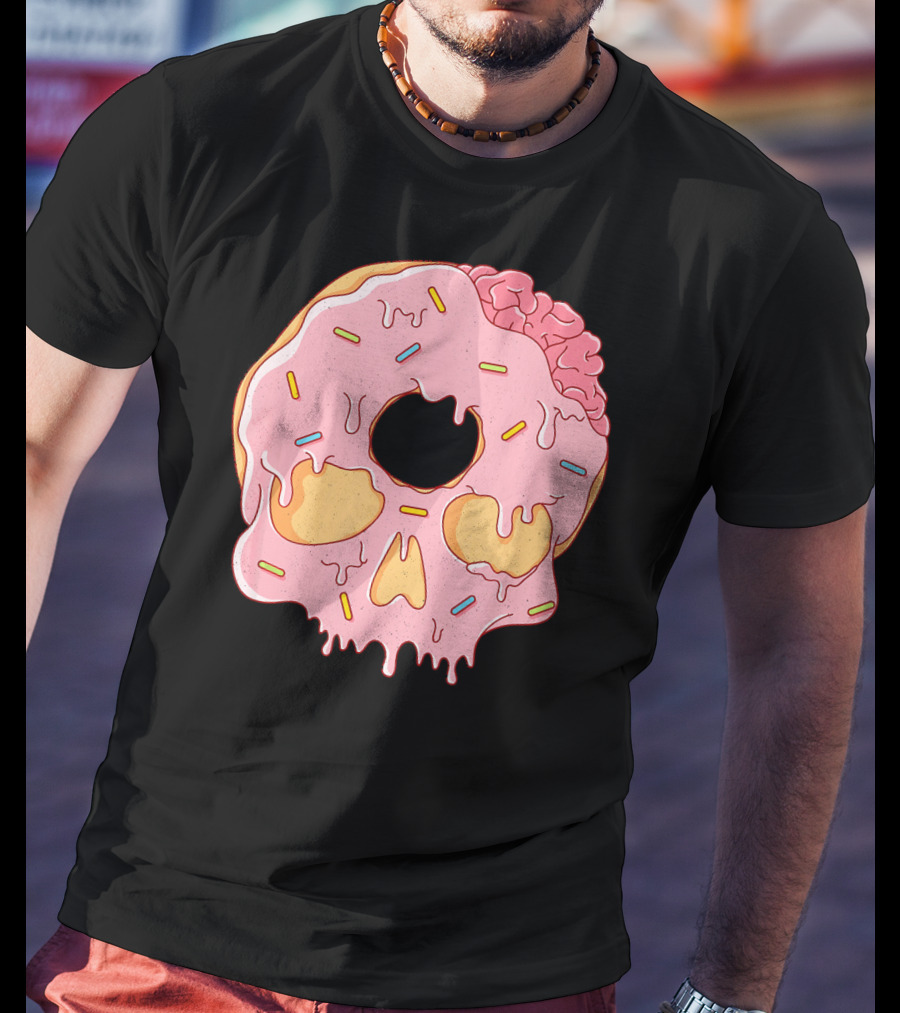 Donut Skull With Sprinkles And Brain Drip T-Shirt