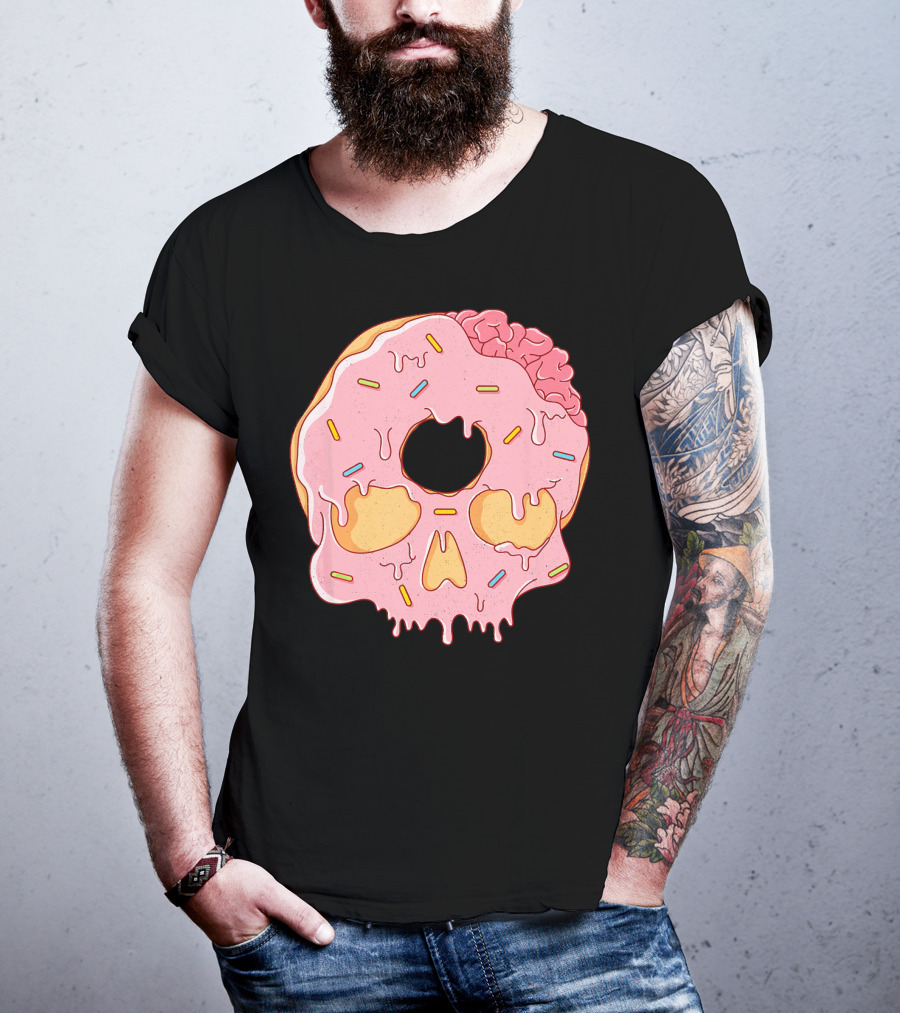 Donut Skull With Sprinkles And Brain Drip T-Shirt