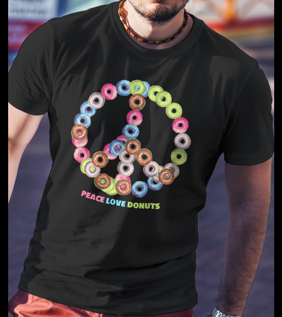 Peace Love Donuts For Bakers Pastry Doughnut Peace Sign T-Shirt