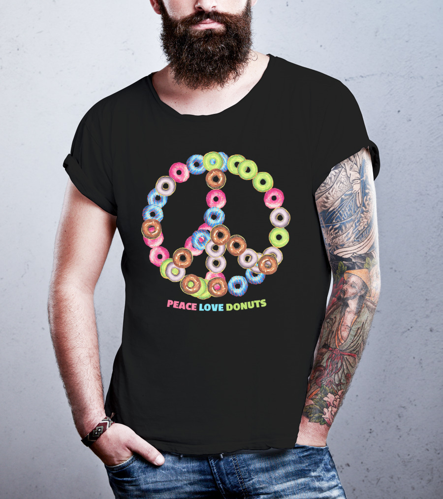 Peace Love Donuts For Bakers Pastry Doughnut Peace Sign T-Shirt