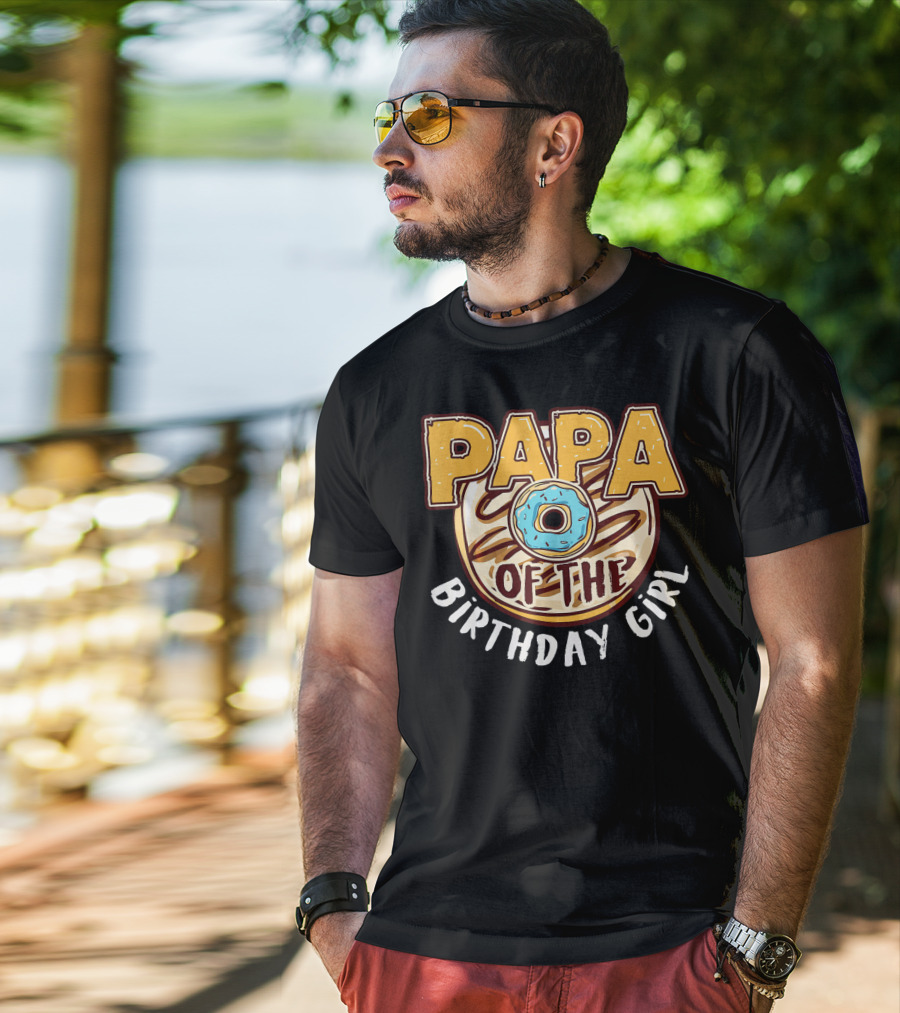 Papa Of The Birthday Girl Donut Cake T-Shirt