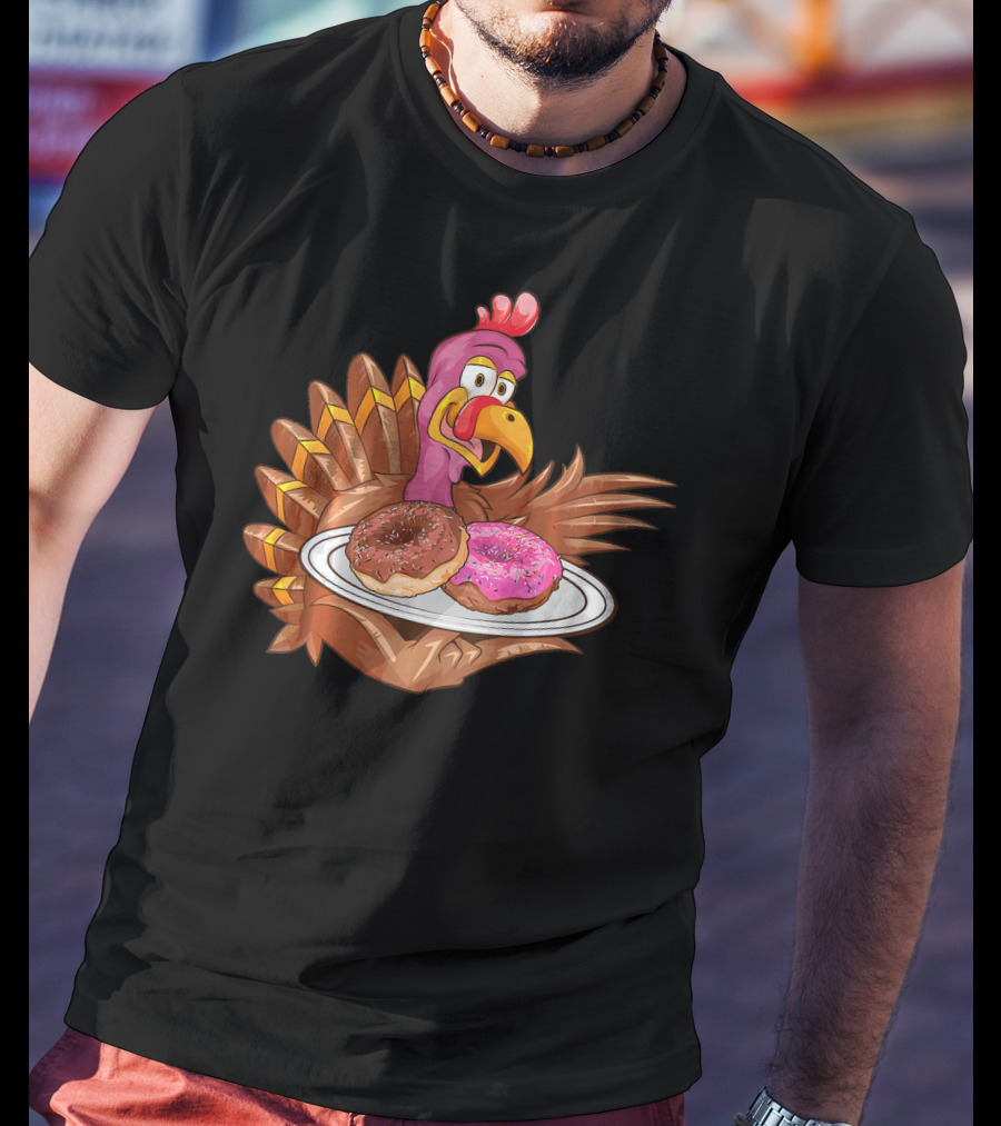 Cute Turkey Serving Donuts T-Shirt