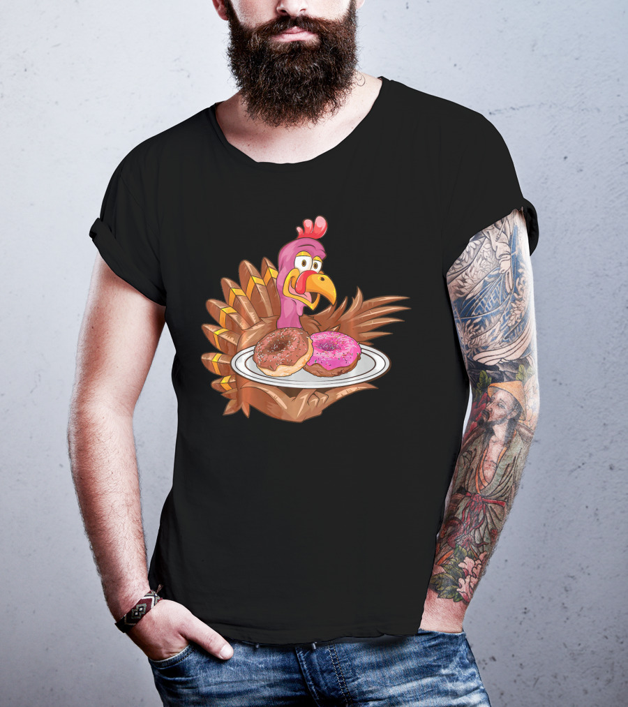 Cute Turkey Serving Donuts T-Shirt