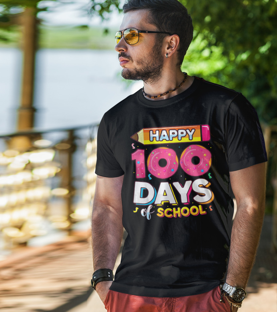 Happy 100 Days Of School Funny Donut T-Shirt