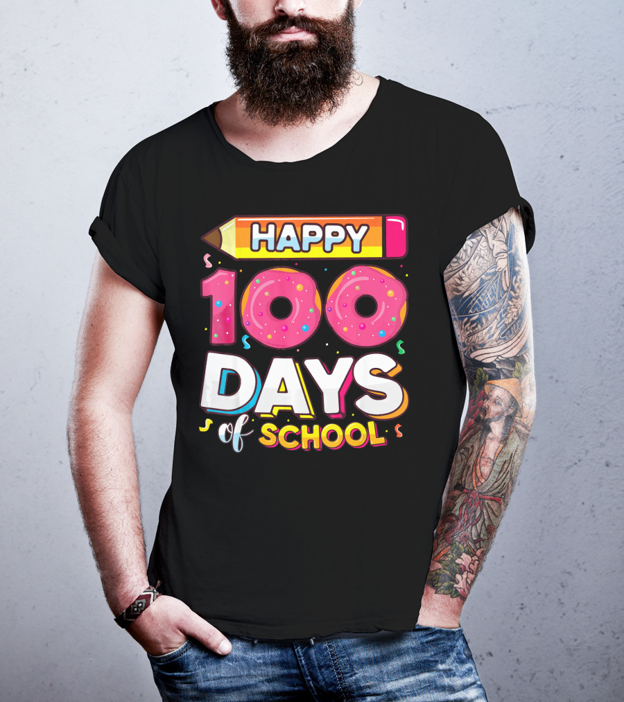 Happy 100 Days Of School Funny Donut T-Shirt