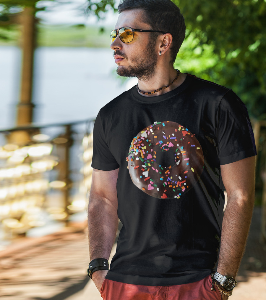 Chocolate Donut Sprinkles Cool Matching Couple Fun T-Shirt