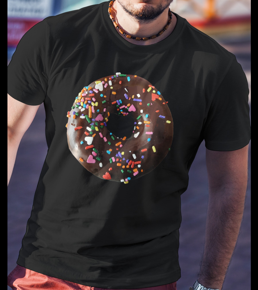 Chocolate Donut Sprinkles Cool Matching Couple Fun T-Shirt