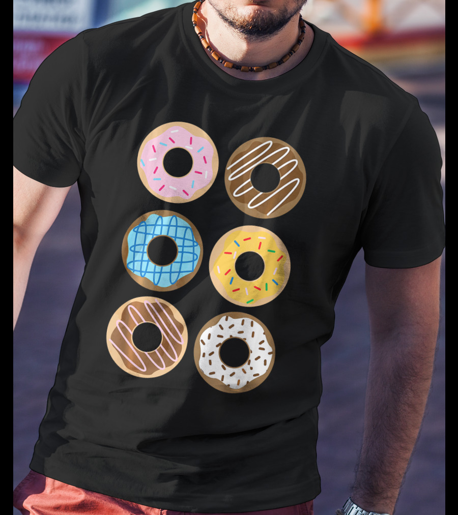 Cute Donut 6 Fun Sprinkled Doughnuts Delight T-Shirt