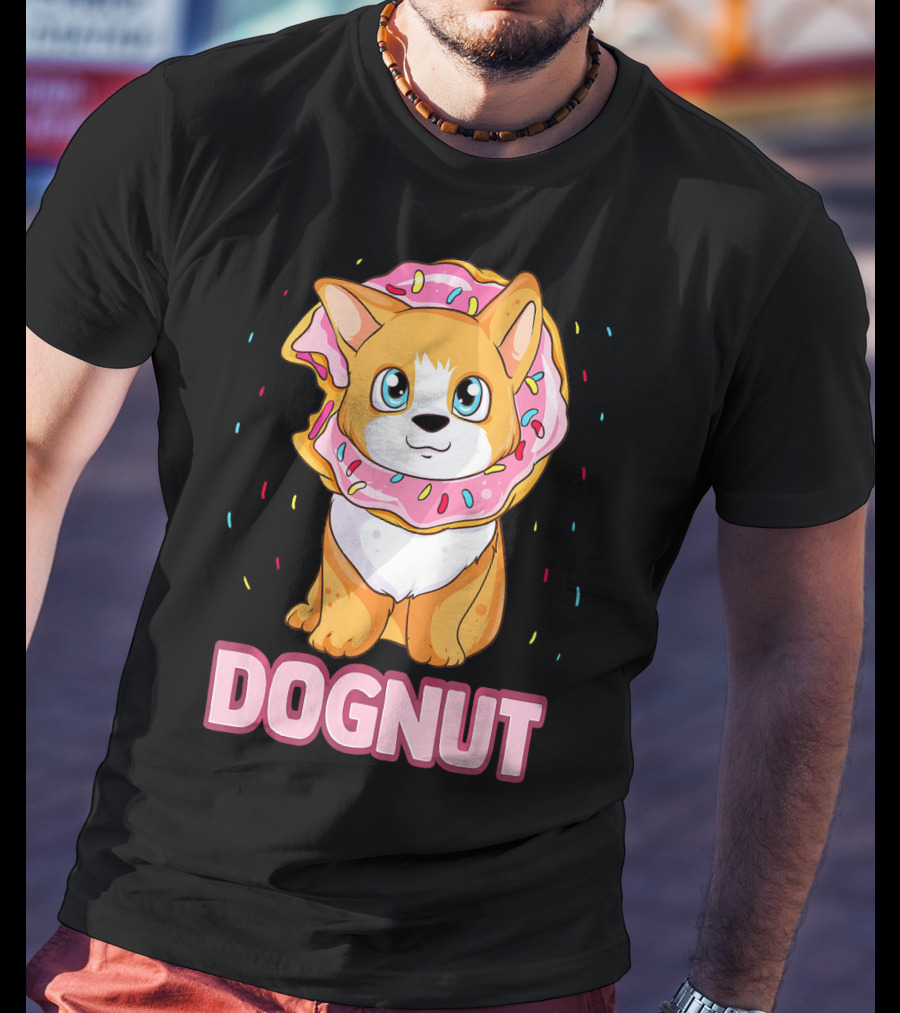 Dognut Cute Funny Dog Donut Pun Adorab With Sprinkles T-Shirt