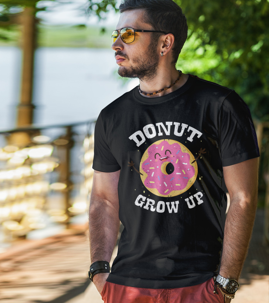 Donut Grow Up Cute Pink Frosted Dessert Foodie T-Shirt