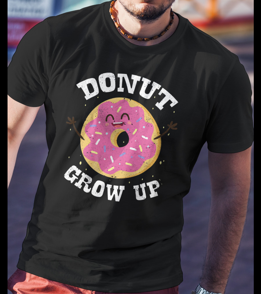 Donut Grow Up Cute Pink Frosted Dessert Foodie T-Shirt