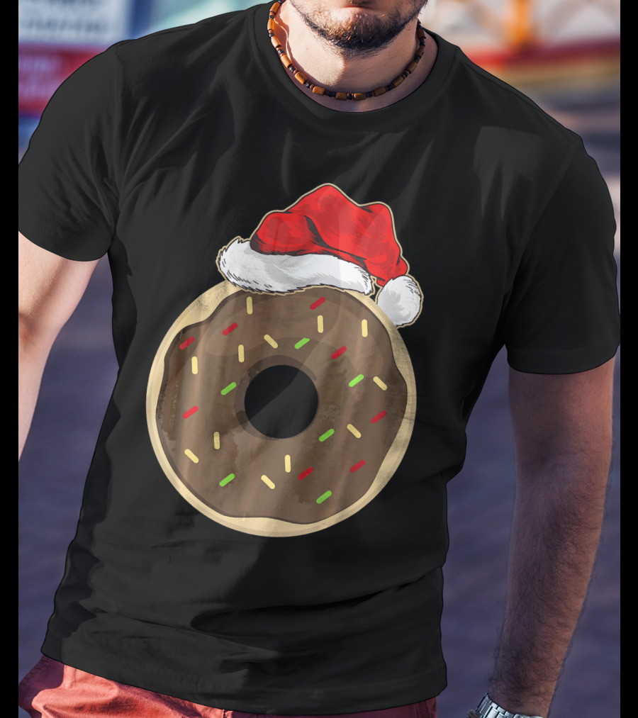 Santa Hat Donut Lover Christmas Treat T-Shirt