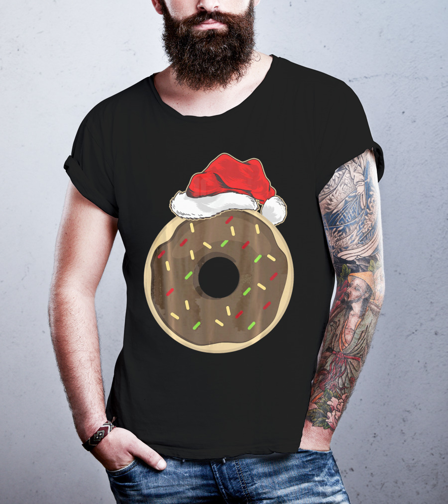 Santa Hat Donut Lover Christmas Treat T-Shirt
