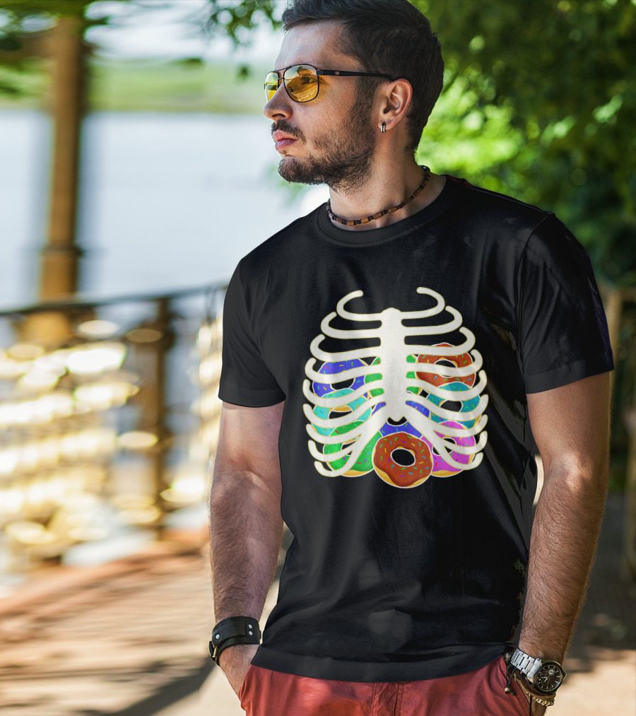 Halloween Food Costume Rib Cage Skeleton Donuts T-Shirt
