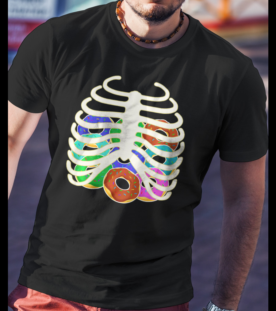 Halloween Food Costume Rib Cage Skeleton Donuts T-Shirt