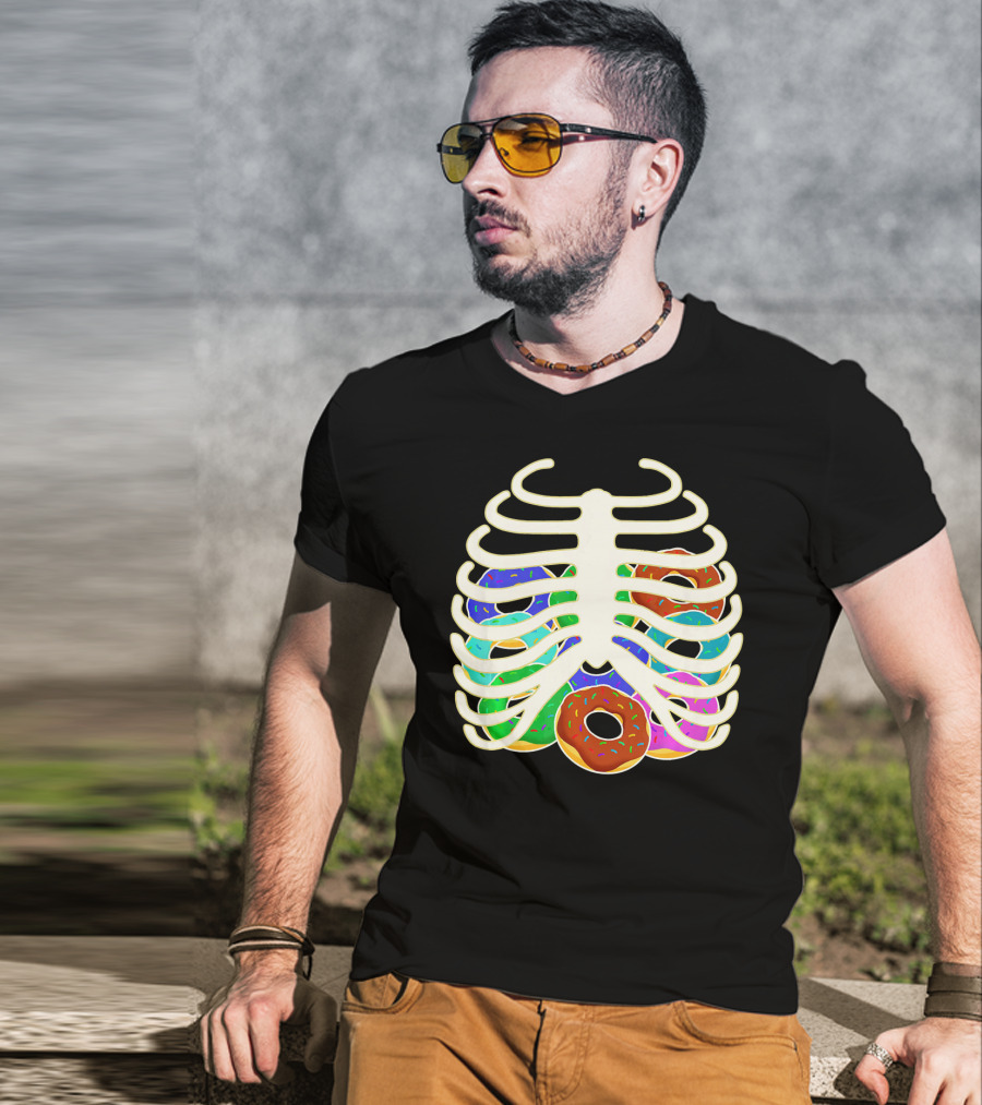Halloween Food Costume Rib Cage Skeleton Donuts T-Shirt