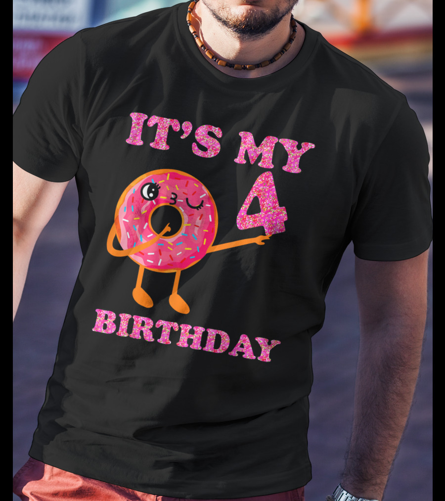 It's My 4 Birthday Fun Kids Sweet Donut T-Shirt