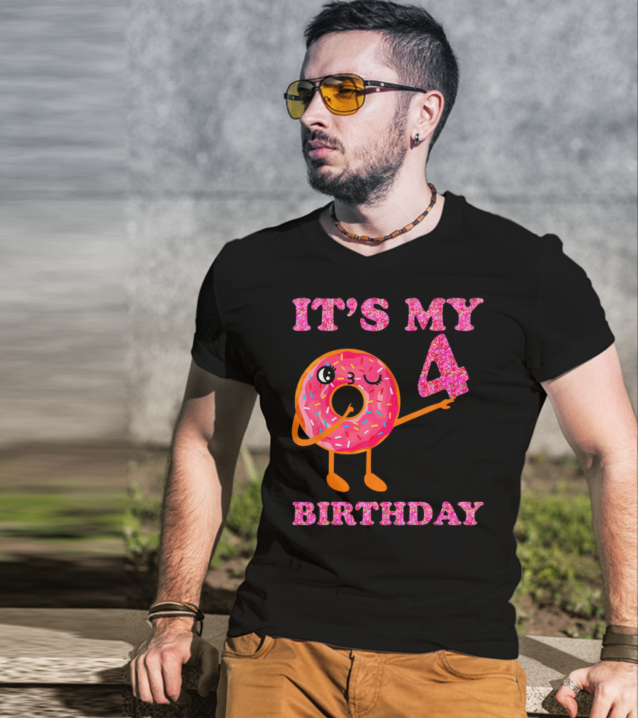 It's My 4 Birthday Fun Kids Sweet Donut T-Shirt