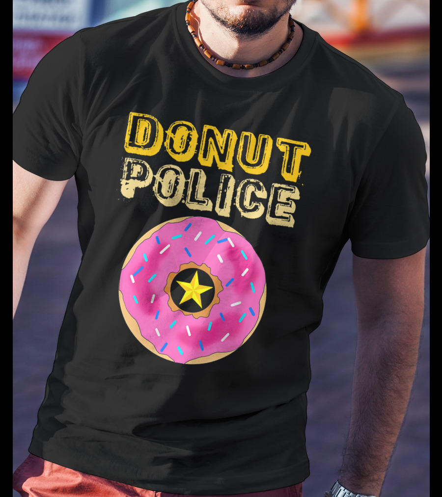Donut Police Funny Doughnut Lovers And Pink Sprinkled Star Badge T-Shirt