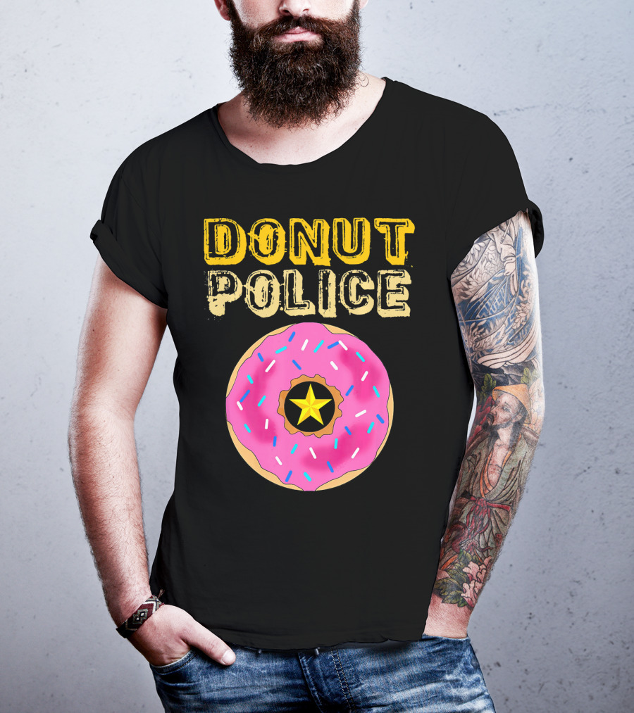 Donut Police Funny Doughnut Lovers And Pink Sprinkled Star Badge T-Shirt