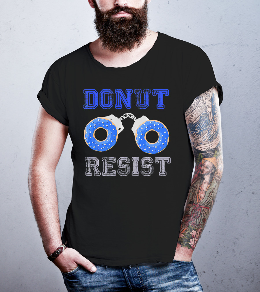 Donut Resist Funny Donut Lover Police Handcuffs T-Shirt