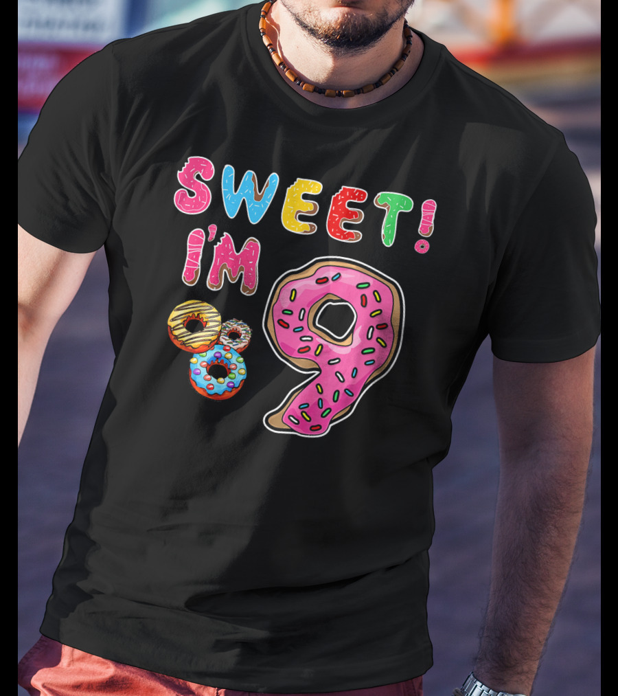 Sweet I'm 9 With Colorful Donuts T-Shirt