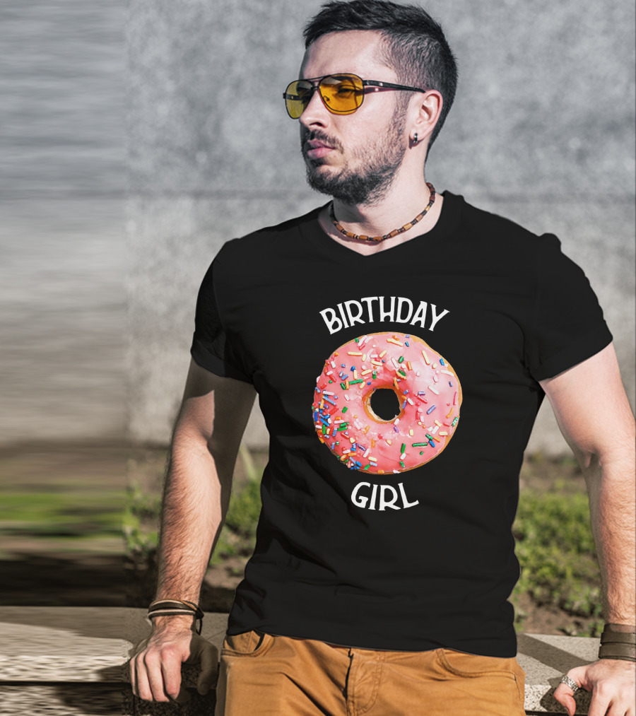 Birthday Girl Donut With Pink Icing And Rainbow Sprinkles T-Shirt